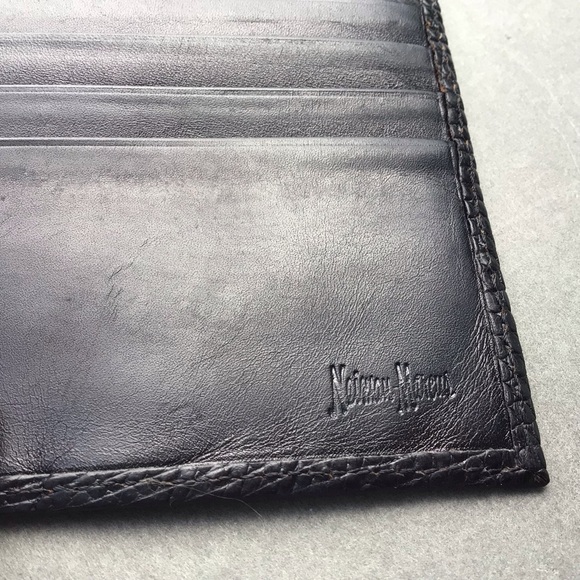 Neiman Marcus Slim Signature Lizard Wallet Made in USA Black - Picture 5 of 15
